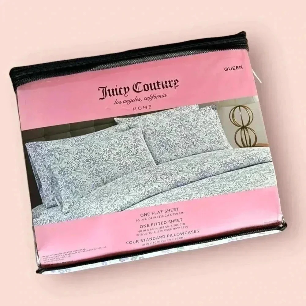 Juicy Couture Home Queen Size Floral Sheet Set NWT